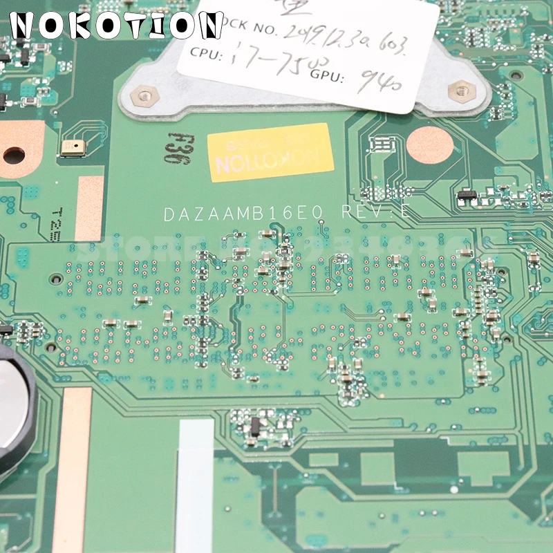  NOKOTION For Acer aspire E5-575 E5-575G laptop motherboard DAZAAMB16E0 NBGD811006 NB.GD811.006 SR2Z
