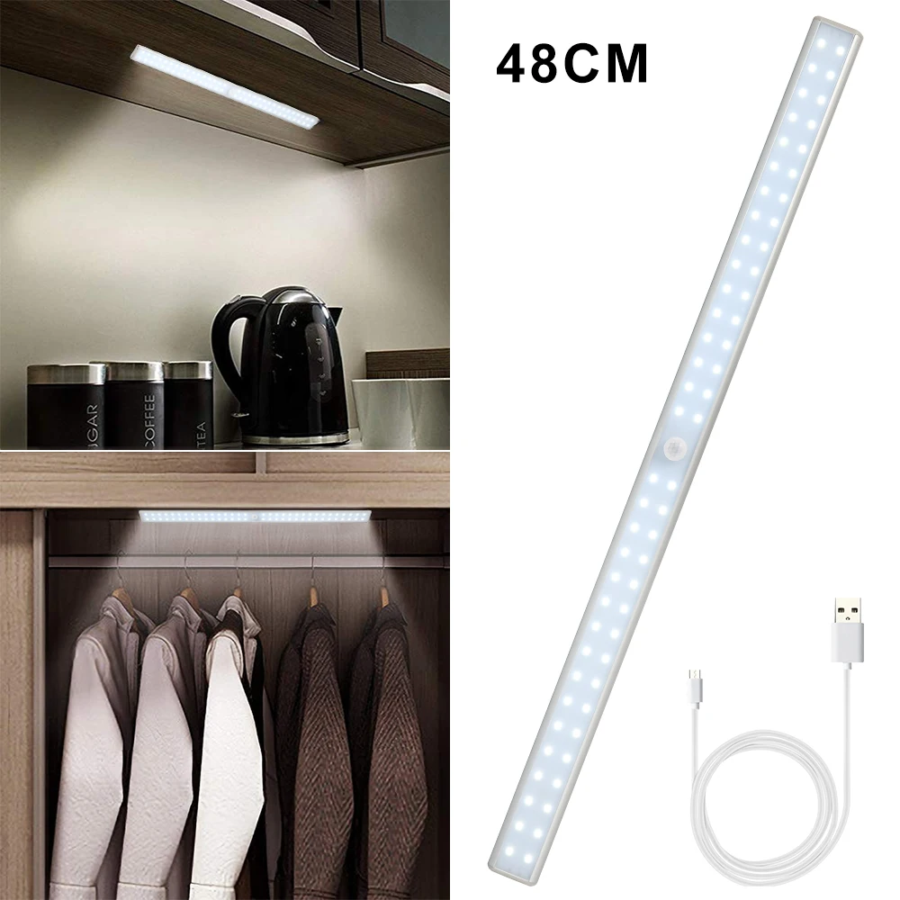  LED Light USB Rechargeable LED Under Cabinet Light Motion Sensor Cabinet Closet Night Light for War - 4000064559197