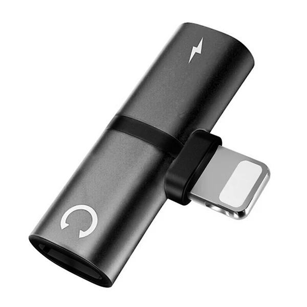 ACCEZZ адаптер мобильного телефона освещение разъем Adaptador для iPhone X 8 7 Plus XS MAX XR мини зарядка вызова слушать разветвитель AUX - Цвет: Черный