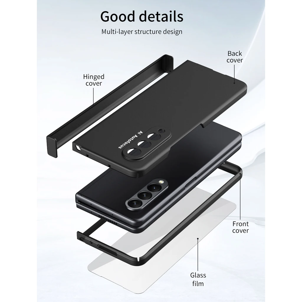 For Samsung Galaxy Z Fold3 5G Case Full Coverage Front Cover with Tempered Glass Hinge Protection For Z Fold 3 W22 Hard Casing