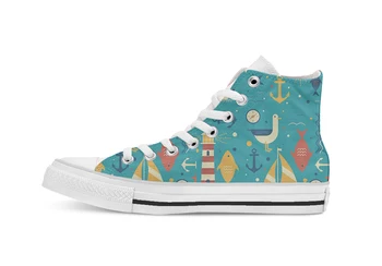 

All At Sea Novelty Design High Top Canvas Custom Shoes flat Casual shoes Drop Shipping