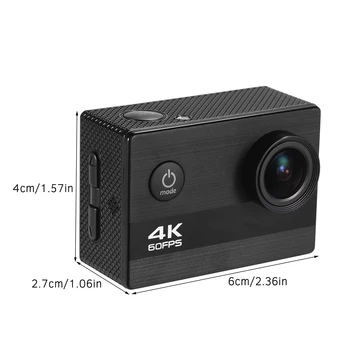 

Cameras Sport Cam Sports Action Camera 4K 60FPS 2-inch HD Screen Underwater 30m with Waterproof Shell Built-in Li-ion Battery