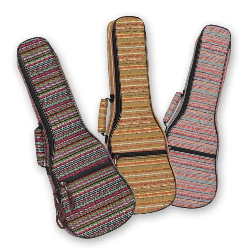 21/23inch National Ethnic Style Ukulele Bag Backpack Case for Ukeleles with Woven Cloth Small Storage Bag