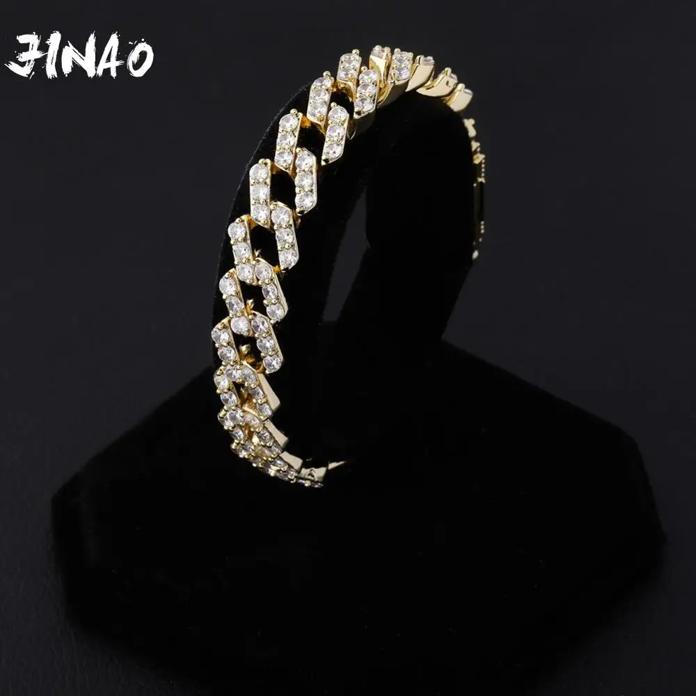 

JINAO 16Inch-30Inch New Lock Clasp 14mm Heavy Iced Out Cuban Chains BraceletCubic Zircon Link For Man Hip Hop Jewelry