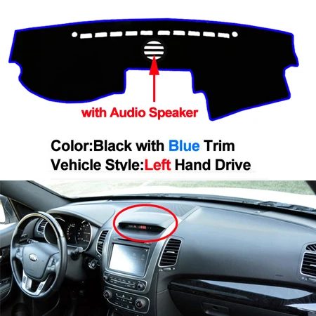 LHD-Blue-Speaker Авто внутренняя панель приборов покрытие тире коврик накидка ковер Dashmat подушка 2 слоя для Kia Sorento 2013 LHD RHD - Название цвета: LHD-Blue-Speaker
