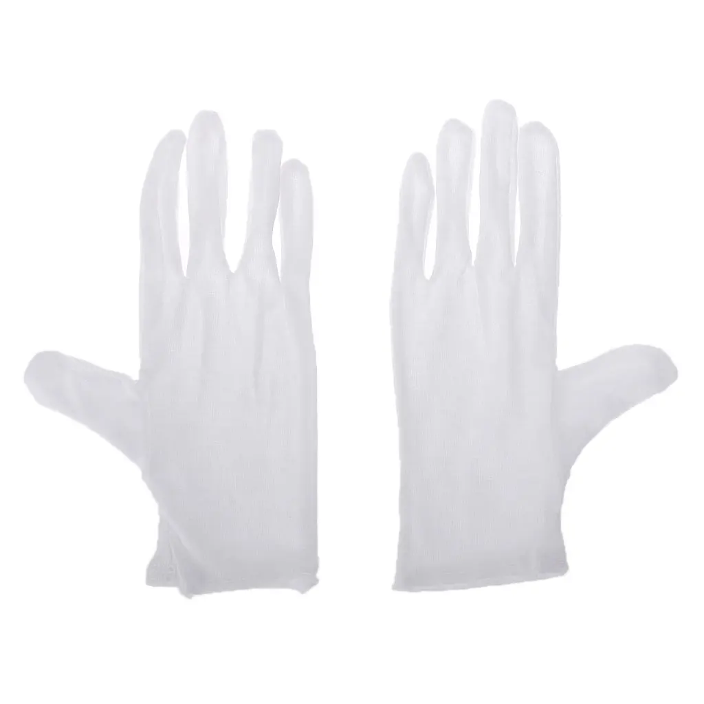 

White Soft Cotton Lint Free Gloves Musical Instrument Performance Marching Bands
