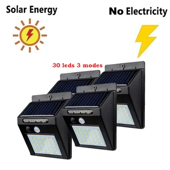 

2/4PCS 30 LED Solar Light PIR Motion Sensor Wall Lamp Energy-saving Lights Waterproof Outdoor Garden Floodlights Spotlights 500
