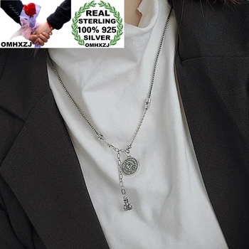 

OMHXZJ Wholesale HA109 European Fashion Woman Birthday Party Gift Round Queen Tassel 100% 925 Sterling Silver Pendant Necklace