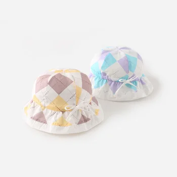 

COBROO Newborn Baby Boy Summer Soft Causal Plaid Bucket Hat Baby Girl Plant Cloud Printing Sun Hat For Kids Floral
