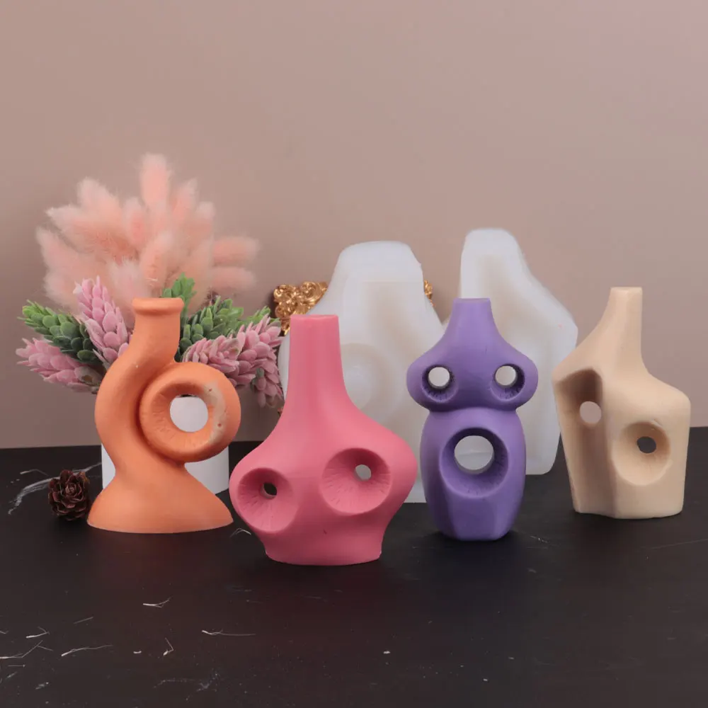 

New Geometric Vase Silicone Candle Mold Creative Bottle Shape Aroma Clay Plaster Crafts Molds DIY Gift Home Art Decorations Mold