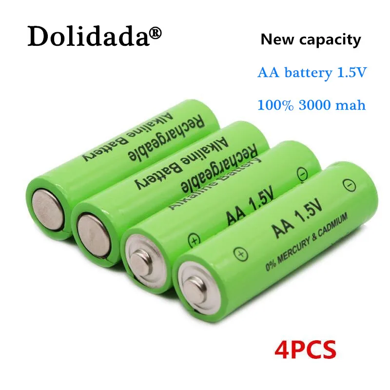 Daweikala новым ярлыком 3000 MAH аккумуляторная батарея АА 1,5 V. Перезаряжаемые Alcalinas drummey+ 1 шт., размер: 4-зарядное устройство для пальчиковых батарей