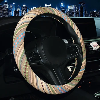 

38cm Steering wheel cover Linen Interior Thread Anti-Slip Case Protection