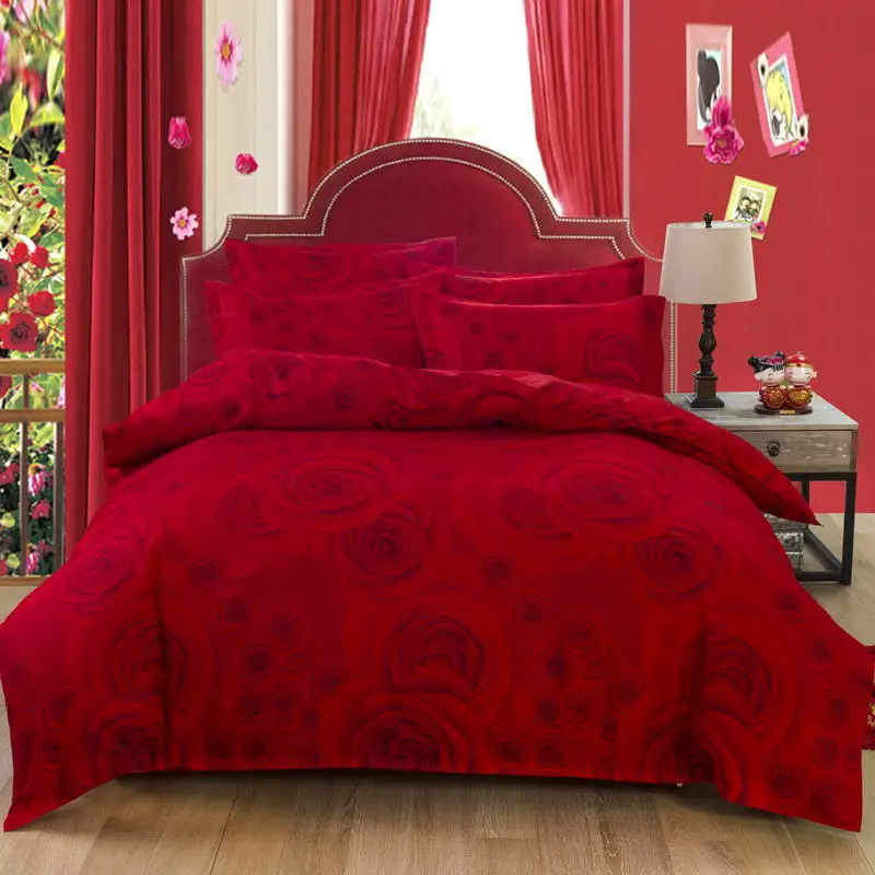 bed sheet Красная роза комплект постельного белья растительный Кашемир и хлопок материал мягкий и удобный Свадебная кровать украшение сладкая любовь - Цвет: bed sheet