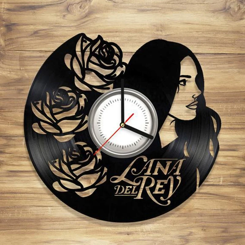 Lana Del Rey CD Record Wall Clock Vinyl Hollow 3D Decorative Hanging Art Decor Classic Exclusive | Дом и сад