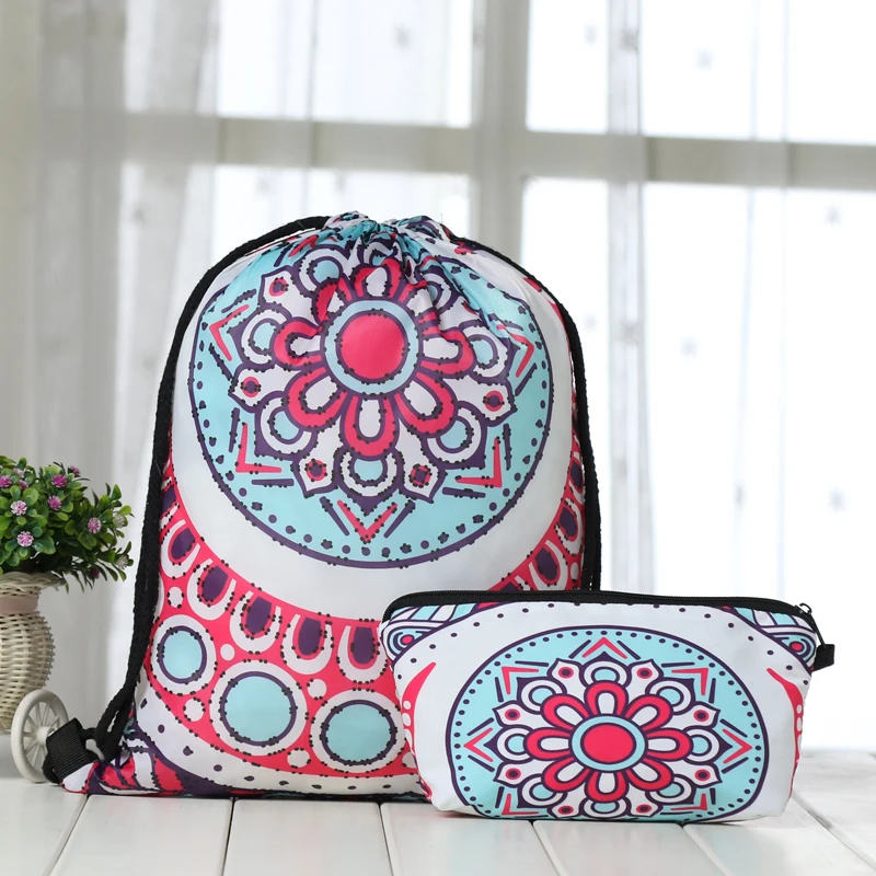 Костюм drawstring рюкзак сумка с кулиской модный принт мужские повседневные сумки унисекс Женские сумки через плечо 3D сумка с карманами многоцветная - Цвет: AS-3-4-4