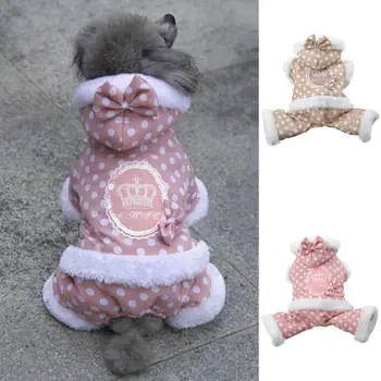 

Pet Dog Winter Warm Coat Jacket Puppy Hoodie Fleece Dot Jumpsuit Apparel Clothes
