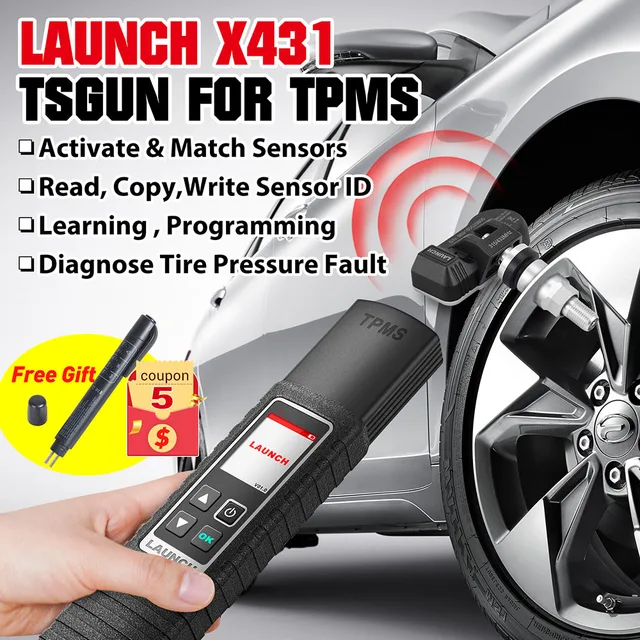 LAUNCH TSGUN TPMS Car Tire Pressure Sensor Activator Learning Programming Tool TPMS Reset Diagnostic Scanner for X431 V/V+/PRO3S 1