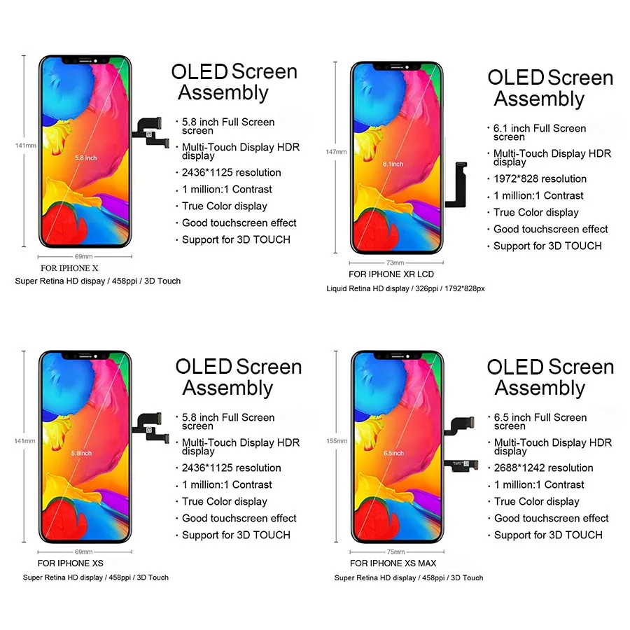 ЖК экран PINZHENG для iPhone X XR Xs Max дисплей Oled TFT качественный дигитайзер в сборе