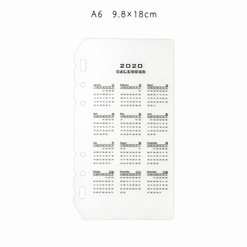 A5/A6 Блокнот месяц индекс страницы разделитель страница календарь руководство вечный календарь РАЗДЕЛ СТАНДАРТ 6 отверстий
