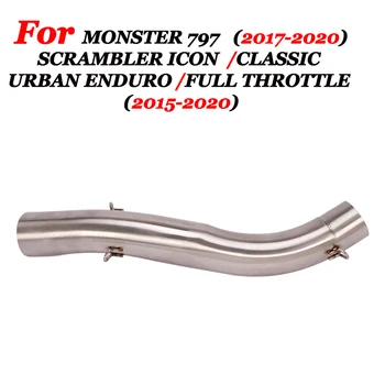 

51MM Motorcycle Muffler Exhaust Mid Connect Tube Moto Modified For SCRAMBLER ICON/URBAN ENDURO/FULL THROTTLE CLASSIC Monster 797