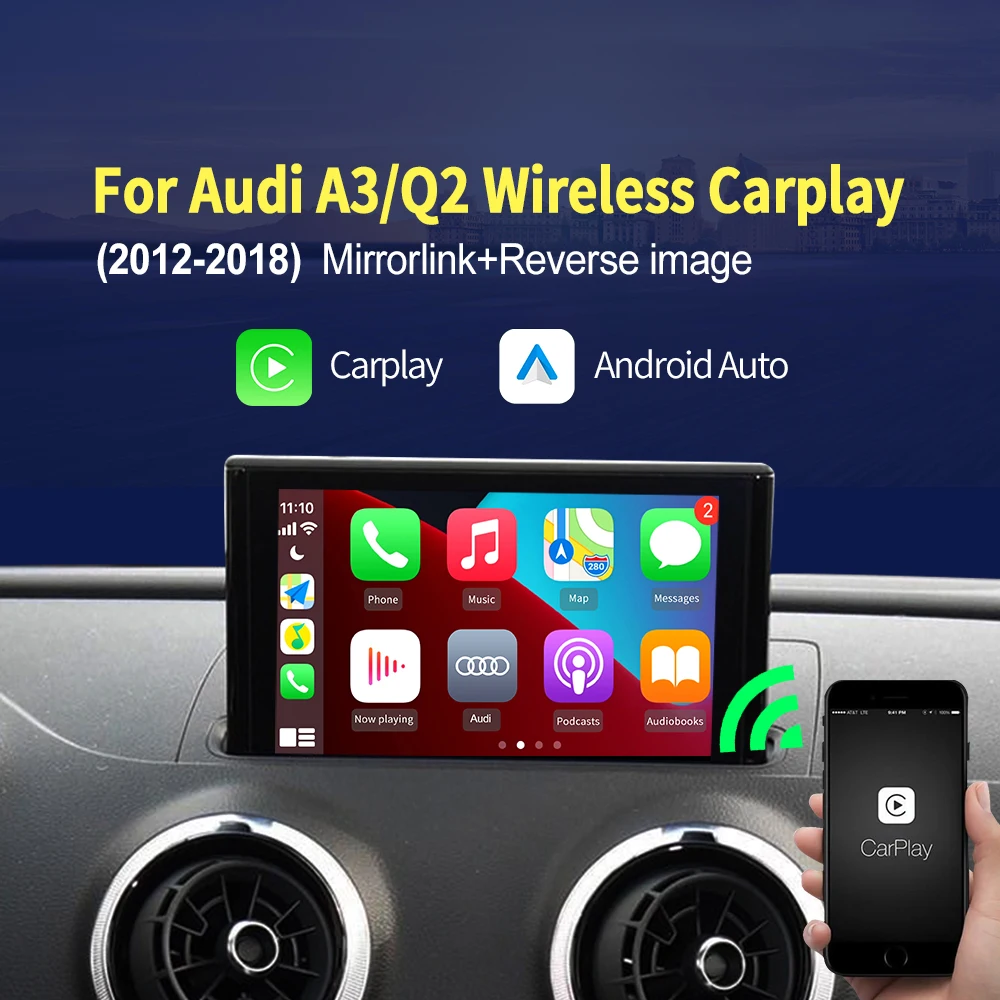 Carlinkit Wireless Apple Carplay Android Auto For Audi A3 8V S3 Q2 B9 for 2010 -2019 5.8inch 7inch Screen Mirrorlink IOS 14