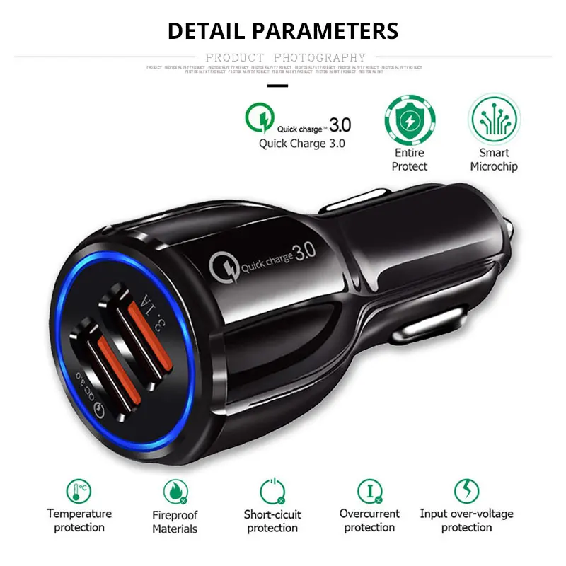 

Quick 3.0 Car Charger Socket Adapter Dual USB Port for BMW 335is Scooter Gran 760Li 320d 135i E60 E36 F30 F30
