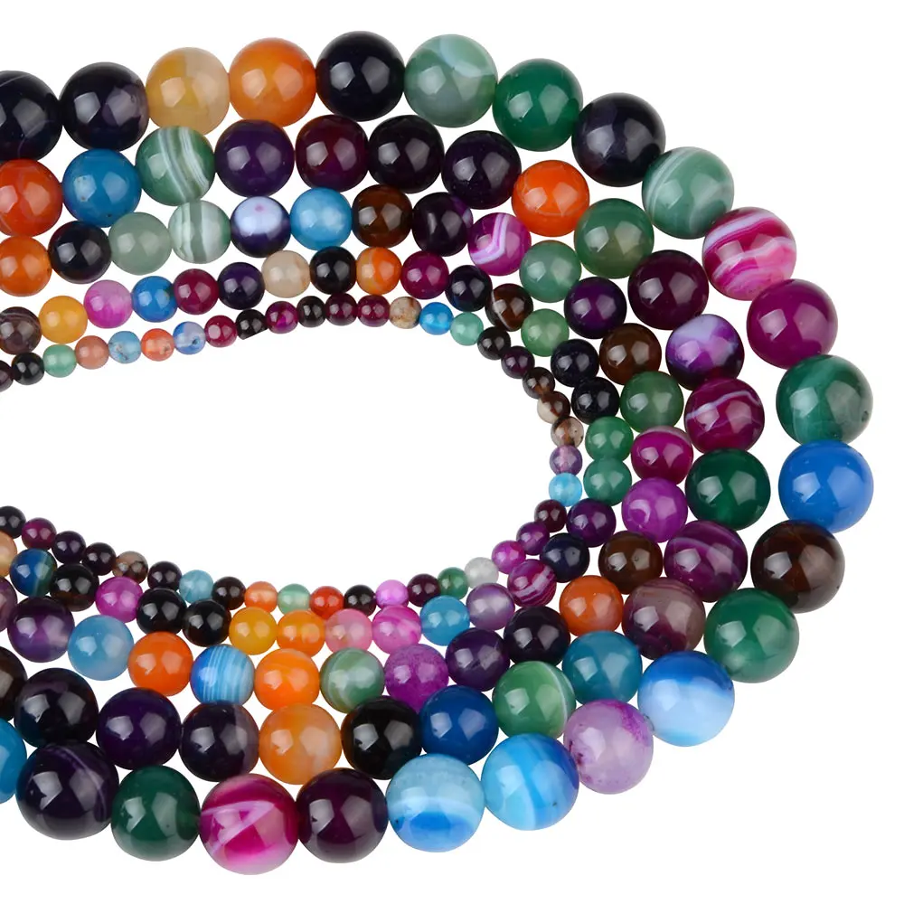 mix banded agate Chanfar 4 6 8 10 12 мм бусины из натурального камня черная лава тигровый глаз россыпью каменные бусины для изготовления браслетов и ожерелья - Цвет: mix banded agate