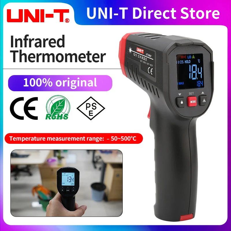 

UNI-T UT306S UT306C Digital Thermometer Non Contact Household Industrial Infrared Laser Temperature Tester Meter Gun -50℃-500℃