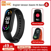Versão em inglês xiaomi mi banda 6 inteligente pulseira colorida tela amoled miband 6 smartband rastreador de fitness bluetooth 5.0