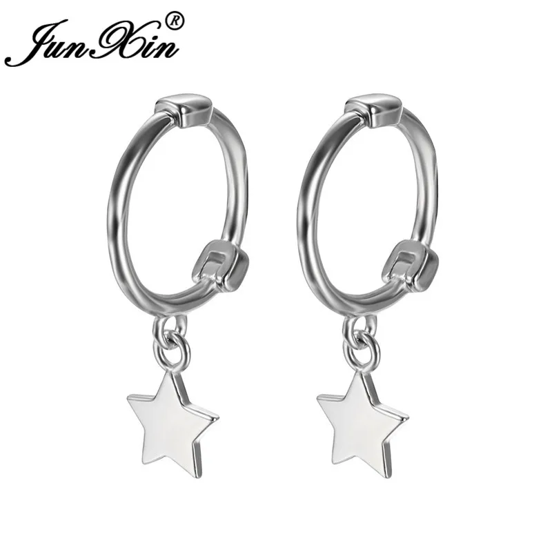 Silver Earrings Минималистичные мини-серьги, костяные серьги, милые маленькие обруч со звездочками, серьги для женщин и мужчин, серьги из стерлингового серебра 925 пробы, повседневные ювелирные изделия для девочек - Окраска металла: Silver Earrings
