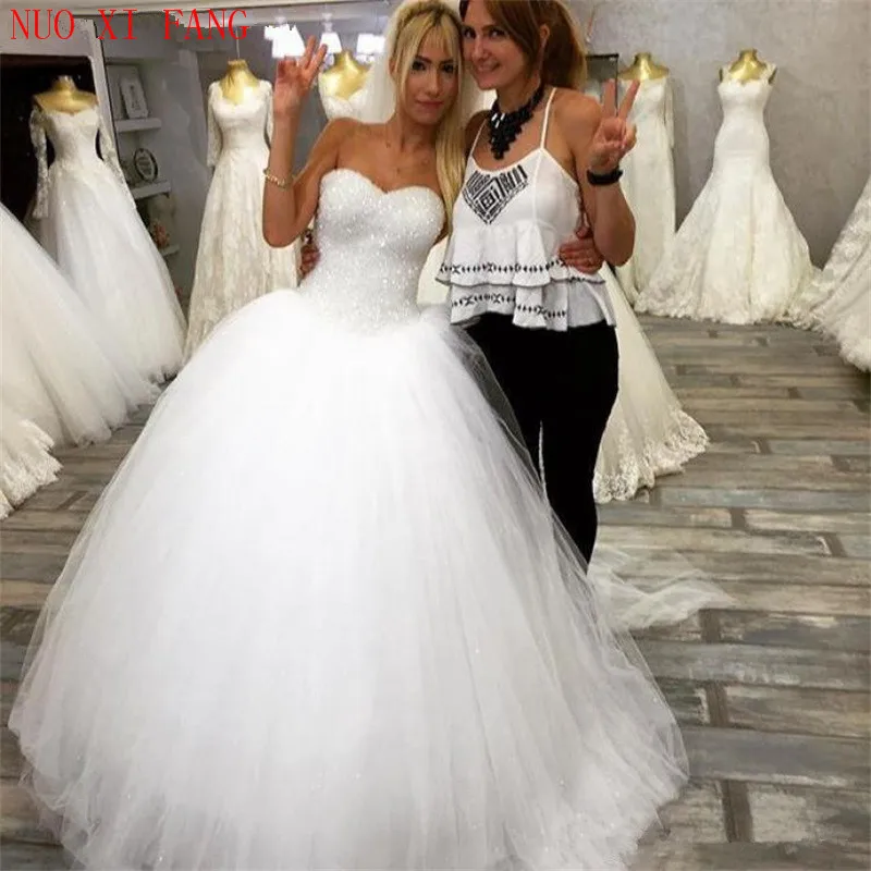2020 Elegant Baljurk Trouwjurk Sweetheart Kralen Sleevelesss Sweep Train Bridal Jurken Lace-Up Vestidos De Noiva 2020 Elegant Baljurk Trouwjurk Sweetheart Kralen Sleevelesss Sweep Train Bridal Jurken Lace-Up Vestidos De Noiva