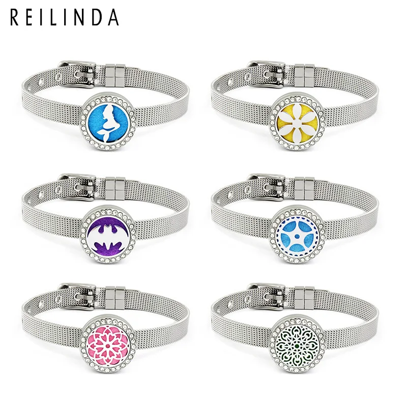 Оптовая продажа браслет из нержавеющей стали с распылителем эфирных масел для