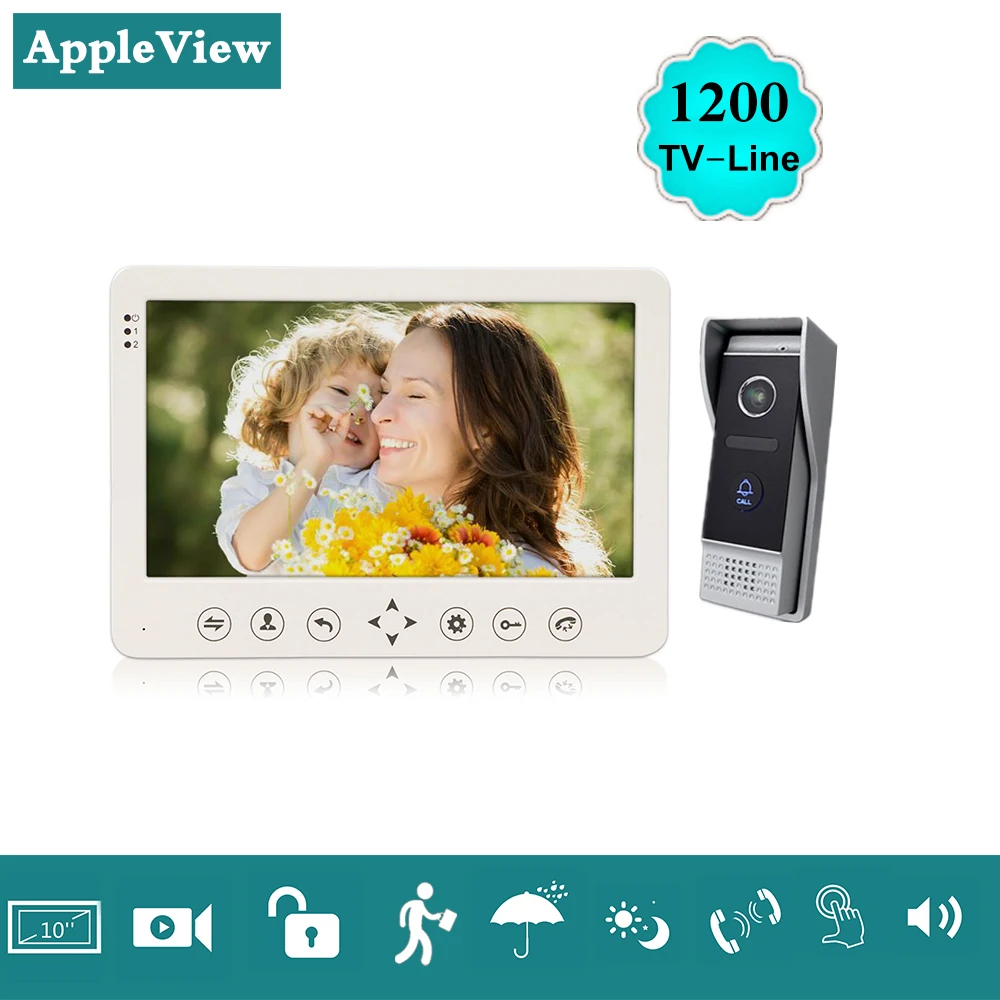 

10" video intercom doorbell night vision IR 1200tvl door camera waterproof unlock for home apartment video door phone system