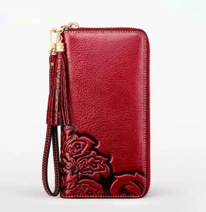 Красный NAISIBAO новые женские кошельки из натуральной кожи Дизайнерские Модные тиснения женские клатч из кожи роскошная сумка для ужина - Цвет: Красный