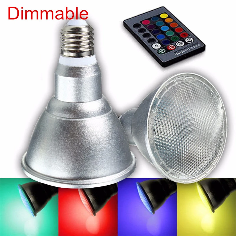 20W E27 Par30 Par38 RGB LED Bulb Light Dimmable IR Remote Controller Colorful Lights Bulb Spotlight Lamp AC85-265V motion sensor flood lights