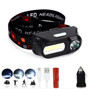 

Portable Mini XPE+COB LED Headlamp USB Rechargeable Camping Head Lamp Fishing Headlight Running Flashlight Headlight Torch