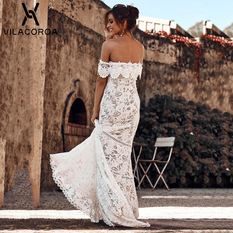 Vestidos Largos, женское кружевное платье, с открытыми плечами, с вырезом лодочкой, высокая талия, платье-труба, летнее женское платье, Vestidos De Fiesta Noche