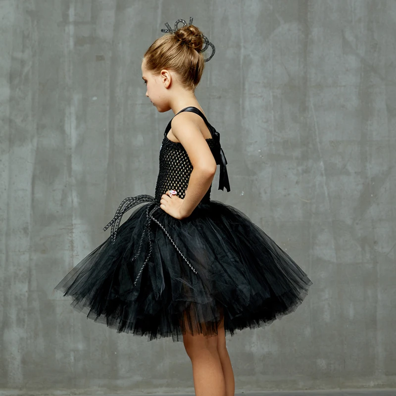 Silly Spider Tutu Dress for Girls Halloween Carnival Party Costume Kids Black Arachnid Animal Dress with Hair Clip Cosplay Dress (6)