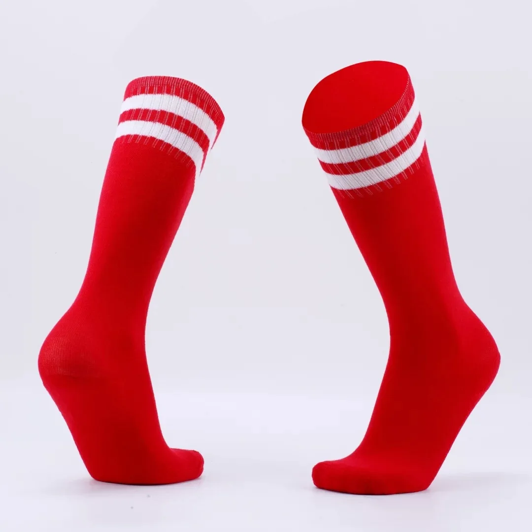 Модные детские футбольные носки хлопковые гетры в полоску для малышей Детская одежда для мальчиков и девочек носки для родителей и детей - Цвет: Red