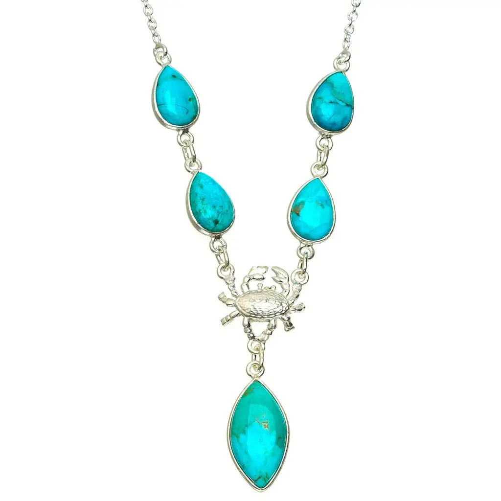 Натуральная бирюза ручной работы уникальное 925 пробы Серебряное ожерелье 16,25+ 1," A3131