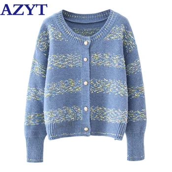 

AZYT Korean Loose O Neck Sweater Female Cardigan Autumn New Knit Cropped Cardigan Women's Jacket Fall 2020 Fashion Sweater Coat