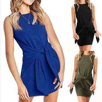

O Neck Short Sleeve Bandage Bodycon Dress Women Casual Package hips T Shirt Dress Slim Mini Dresses Summer Streetwears Vestidos