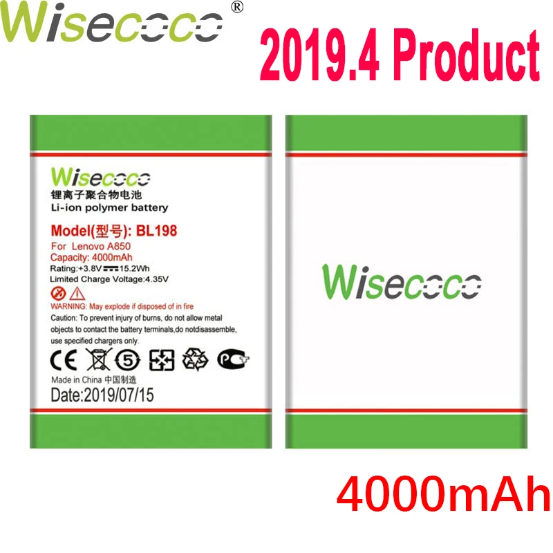 

WISECOCO 4000mAh BL198 Battery For Lenovo A860E A859 S890 A850 A830 S880 K860 K860i A678t Mobile Phone With Tracking Number