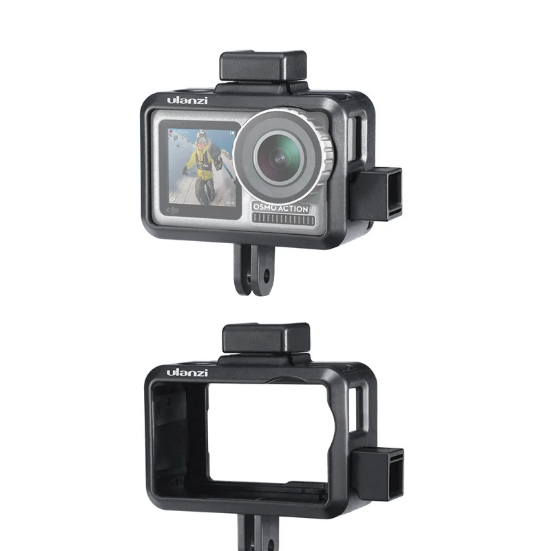 AABB-Ulanzi Vlog корпус защитный чехол для Dji Osmo Action, двойной Холодный башмак крепление для микрофона/светодиодный фотографический видео светильник