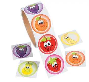 

One Roll Creative Adhesive Tape With 100pcs Fruit Smiley Expression Stickers For Children Cute School Stationery Stickers