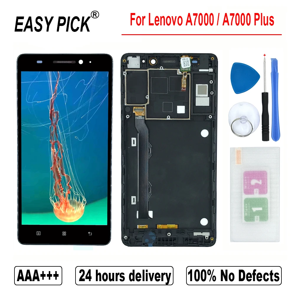 Для Lenovo A7000 ЖК-дисплей сенсорный экран дигитайзер в сборе с рамкой инструменты