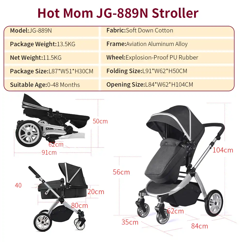 hot mom stroller 2 in 1 pram seat with bassinet