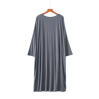 Новая Модальная Базовая Ночная рубашка большого размера; длинное женское домашнее платье с длинными рукавами для сна; ночная рубашка для беременных; женское нижнее белье - Цвет: gray