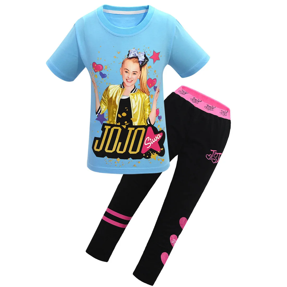 2 шт./компл. и девочек JOJO Siwa футболки, леггинсы, штаны, футболка маскарадный костюм для девочек, спортивный костюм на День Благодарения, детская одежда Комплекты для девочек - Цвет: 8356-blue
