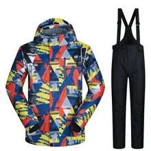 Толстый теплый лыжный костюм для мужчин водонепроницаемый ветрозащитный лыжный и Сноубординг куртка брюки комплект зимние костюмы Верхняя одежда